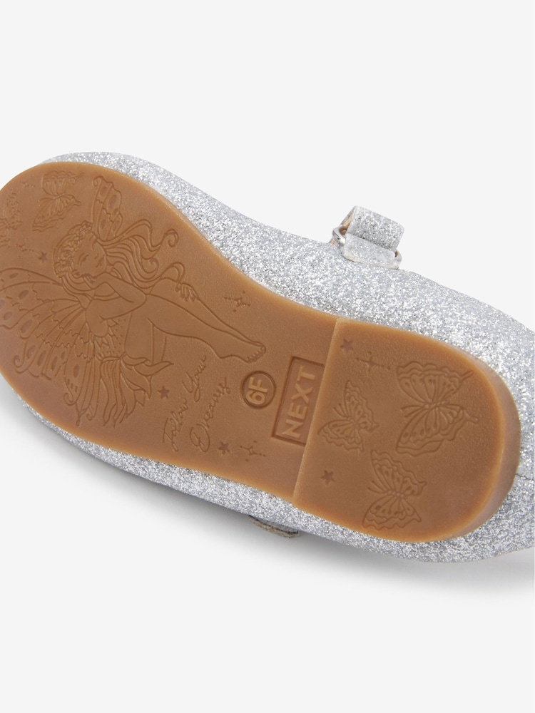 Silver Glitter Wide Fit (G) Mary Jane Shoes - Image 6 of 6