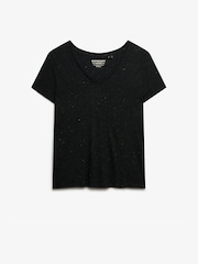 Superdry Black Ground Slub Embroidered V-Neck T-Shirt - Image 5 of 6