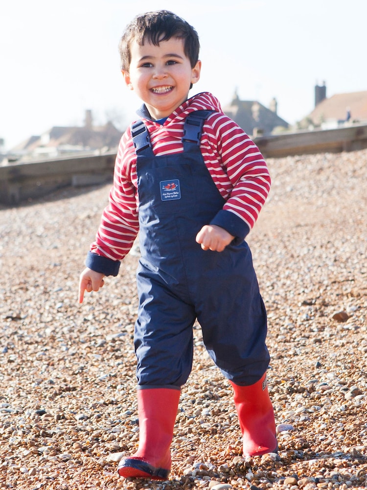 JoJo Maman Bébé Navy Blue Pack-Away Waterproof Dungarees - Image 1 of 3 JoJo Maman Bébé Navy Blue Pack-Away Waterproof Dungarees - Image 1 of 3