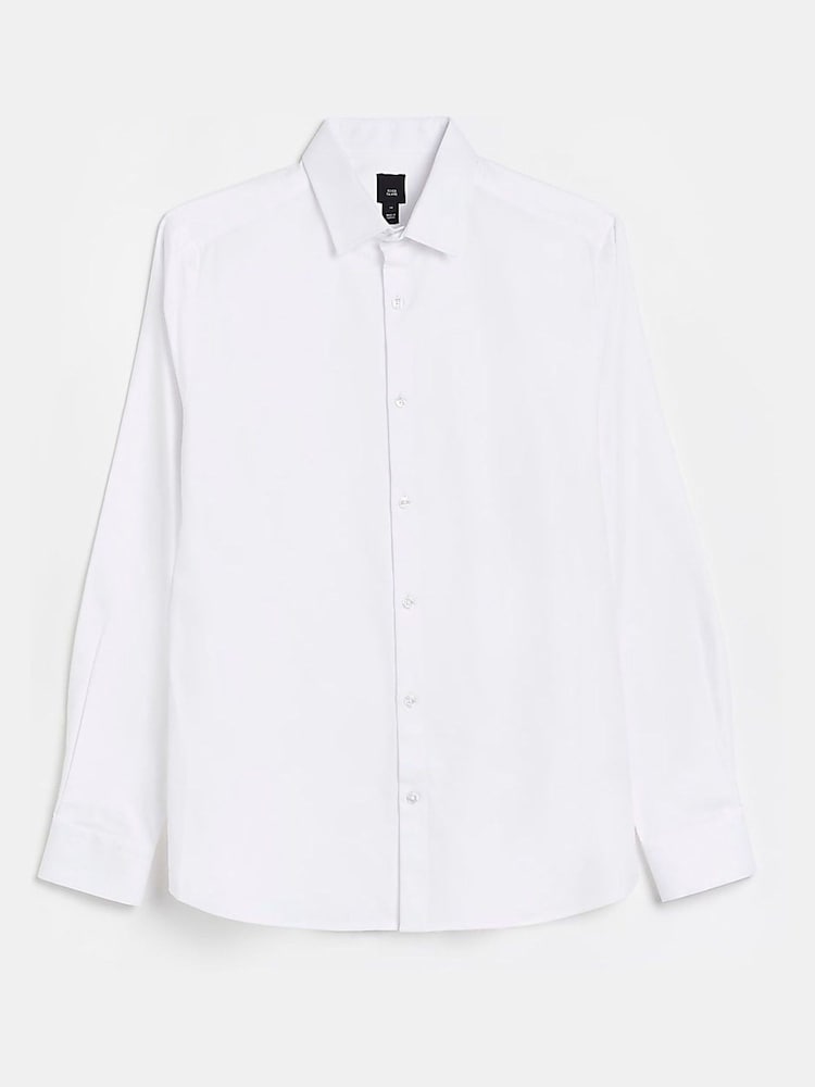 River Island Dobby Egyptian White Slim Shirt - Image 2 of 5 River Island Dobby Egyptian White Slim Shirt - Image 2 of 5