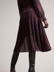 Ted Baker Emmilia Corrugated Pleat Black Midi Skirt - Image 2 of 4