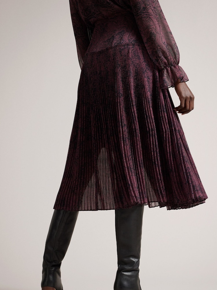 Ted Baker Emmilia Corrugated Pleat Black Midi Skirt - Image 2 of 4