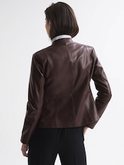 Reiss Berry Ania Leather Zip Front Biker Jacket - Image 5 of 7