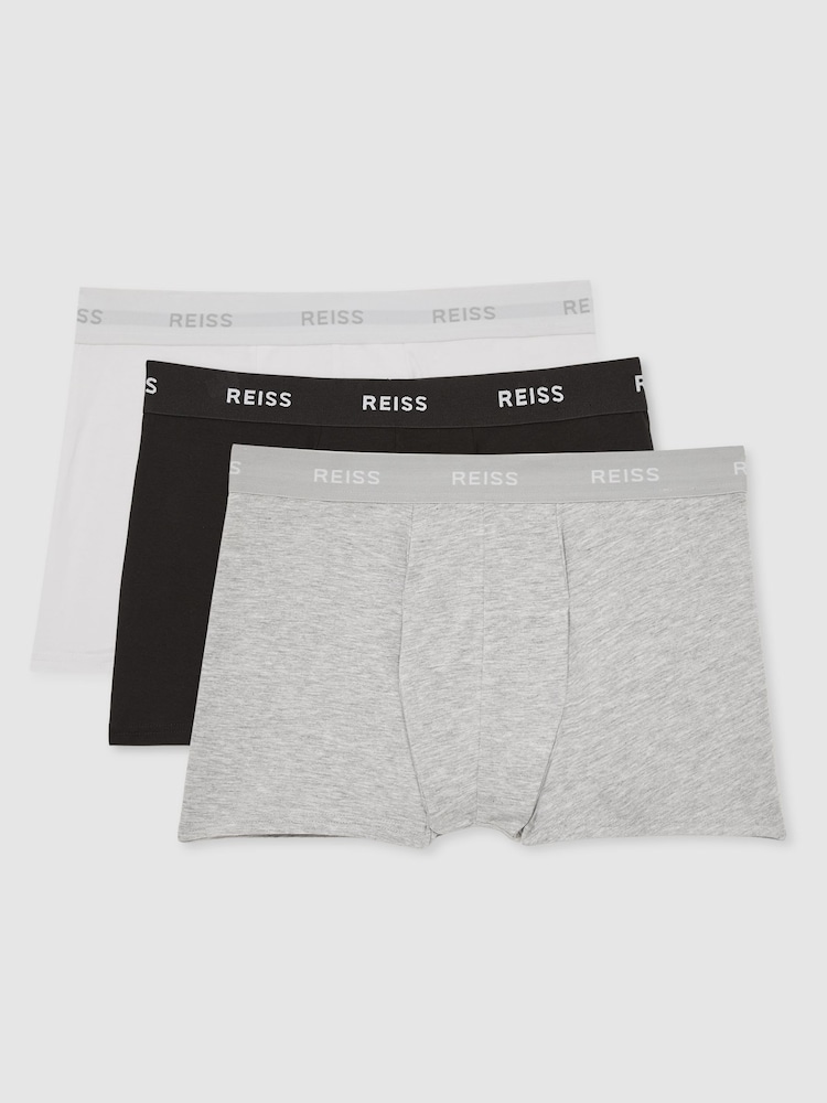 Reiss Multi Heller Three Pack of Organic Cotton Blend Boxers - Image 1 of 10