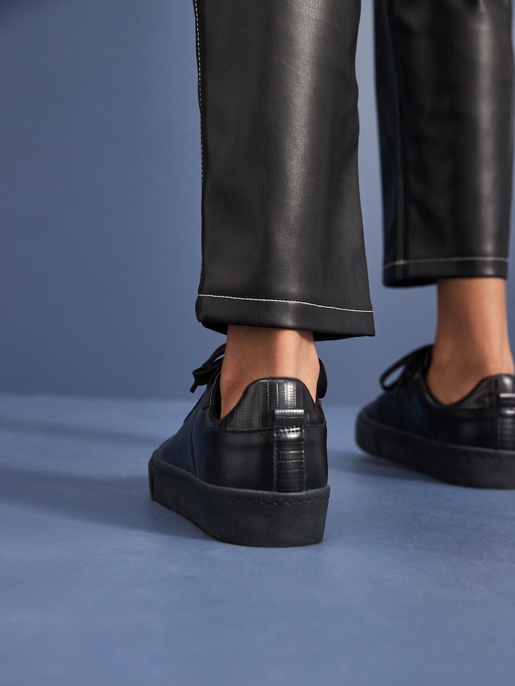 Schwarz - Signature Lederturnschuhe mit dicker Sohle - Bild 2 von 10