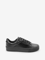 Schwarz - Signature Lederturnschuhe mit dicker Sohle - Bild 5 von 10