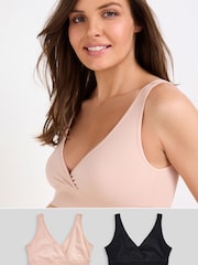 Czarno-różowy - Maternity Nursing Wrap Cross-Over Seamfree Bras 2 Pack - Image 1 of 1