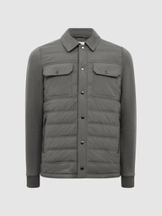 Reiss Dark Green Roddie Long Sleeve Quilted Hybrid Jacket - Image 2 of 7
