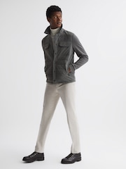 Reiss Dark Green Roddie Long Sleeve Quilted Hybrid Jacket - Image 3 of 7