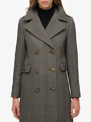 Superdry Grey Double Breasted Wool Coat - Image 5 of 8