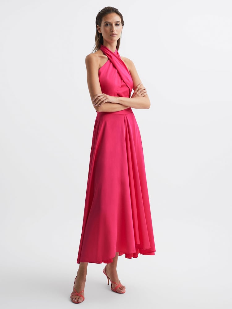 Reiss Pink Ruby Occasion Maxi Skirt - Image 1 of 5