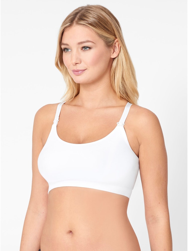 JoJo Maman Bébé White Cotton Rich Seamless Maternity & Nursing Bra - Image 1 of 3