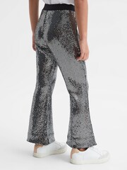 Reiss Silver Valeria Junior Sequin Flare Occasion Trousers - Image 5 of 7