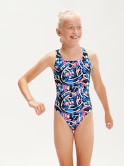 Speedo Black Digital All-Over Leaderback 1 Piece Swimsuit - Image 1 of 9