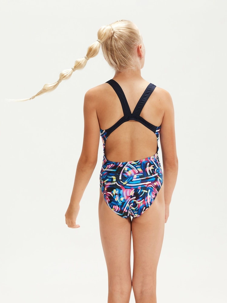 Speedo Black Digital All-Over Leaderback 1 Piece Swimsuit - Image 2 of 9