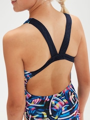 Speedo Black Digital All-Over Leaderback 1 Piece Swimsuit - Image 6 of 9