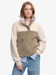 Superdry Brown Super Soft Mash Up Half Zip Sweat Top - Image 1 of 8