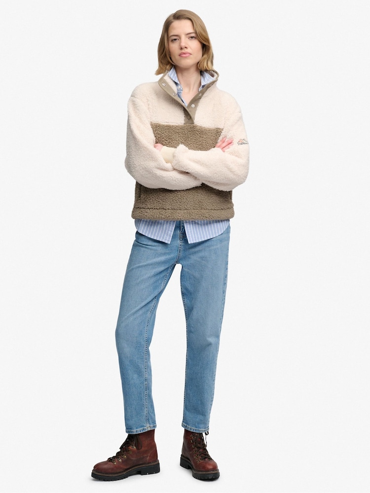 Superdry Brown Super Soft Mash Up Half Zip Sweat Top - Image 2 of 8