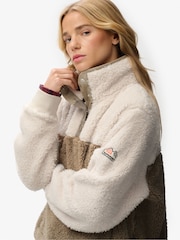 Superdry Brown Super Soft Mash Up Half Zip Sweat Top - Image 4 of 8