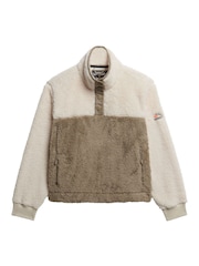 Superdry Brown Super Soft Mash Up Half Zip Sweat Top - Image 7 of 8