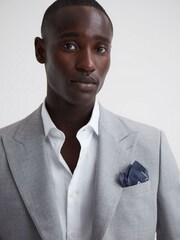 Reiss Navy/Ivory Martino Silk Geometric Pocket Square - Image 2 of 5