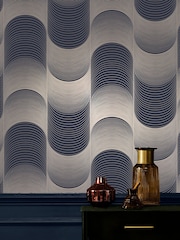 Graham & Brown Blue Eclipse Navy & Pale Gold 10M Wallpaper - Image 1 of 3