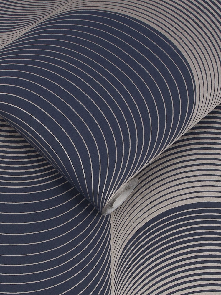 Graham & Brown Blue Eclipse Navy & Pale Gold 10M Wallpaper - Image 3 of 3