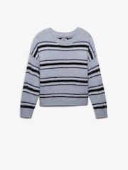 Superdry Sky Blue Slouchy Brushed Stripe Knit Jumper - Image 4 of 4