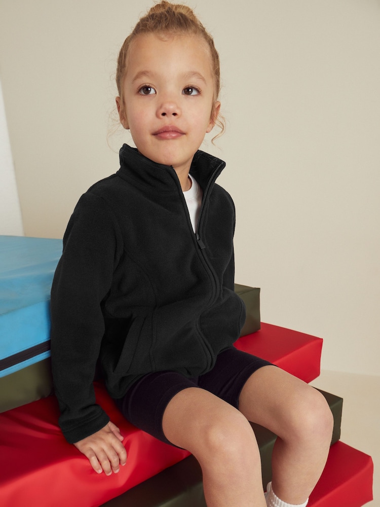 Black Zip-Up Fleece Jacket With Pockets (3-16yrs) - Image 1 of 6