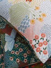 furn. Teal Blue Forage Floral Butterfly Print Reversible Duvet Cover and Pillowcase Set - Image 4 of 4