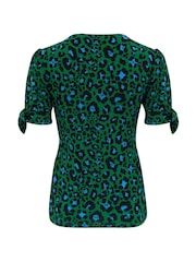 Pour Moi Green Animal Bella V-Neck Blouse - Image 5 of 5