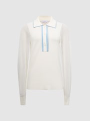 Reiss Ivory Fran Sheer Sleeve Top - Image 2 of 6