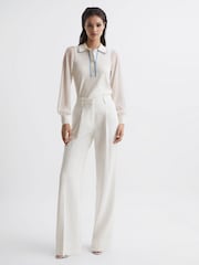Reiss Ivory Fran Sheer Sleeve Top - Image 6 of 6