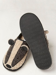 FatFace Grey Boris Badger Slippers - Image 3 of 4