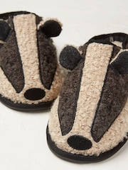 FatFace Grey Boris Badger Slippers - Image 4 of 4