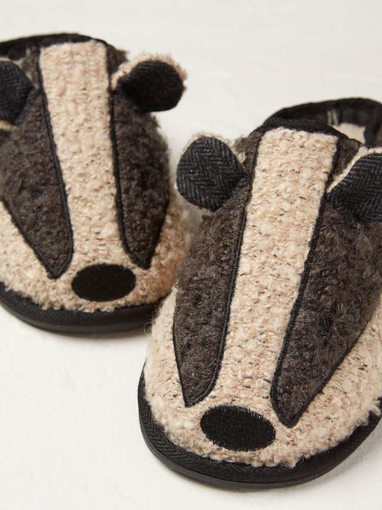 FatFace Grey Boris Badger Slippers - Image 4 of 4