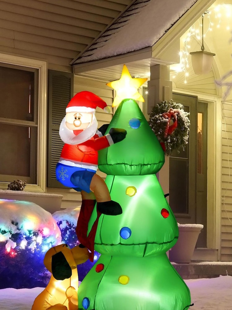 Homcom Green Outdoor 6ft Inflatable Green Novelty Santa Decoration - Image 1 of 5