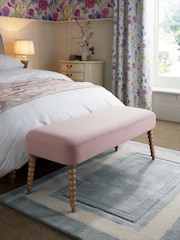 Laura Ashley Annaly Velvet Dark Blush Rowe Bench - Image 1 of 5
