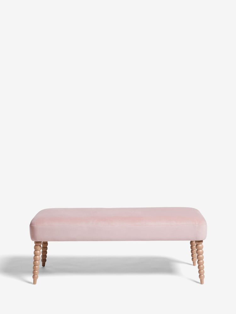 Laura Ashley Annaly Velvet Dark Blush Rowe Bench - Image 2 of 5