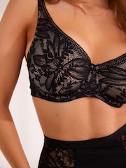 Black/White DD+ Non Pad Full Cup Lace Detail Bras 2 Pack - Image 8 of 11