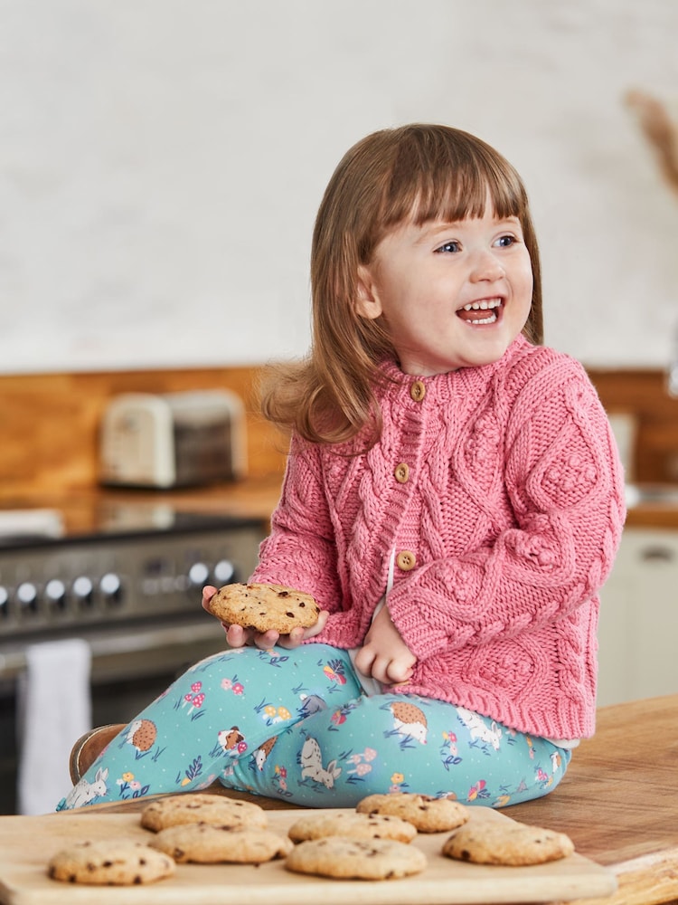 JoJo Maman Bébé Pink Cosy Cable Cardigan - Image 1 of 4