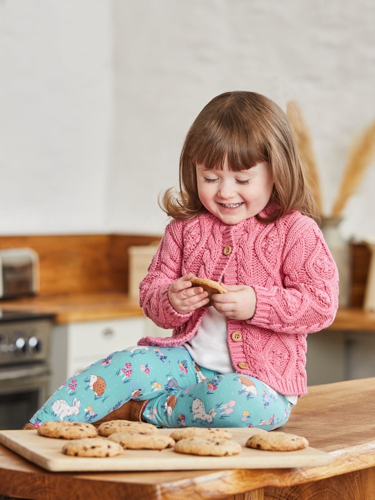 JoJo Maman Bébé Pink Cosy Cable Cardigan - Image 2 of 4