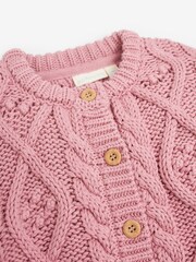 JoJo Maman Bébé Pink Cosy Cable Cardigan - Image 4 of 4