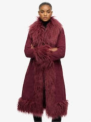 Superdry Purple Long Afghan Coat - Image 3 of 7