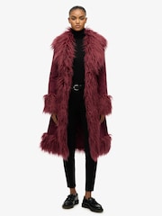 Superdry Purple Long Afghan Coat - Image 4 of 7