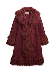Superdry Purple Long Afghan Coat - Image 6 of 7
