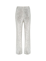 Mint Velvet Silver Sequin Wide Leg Trousers - Image 3 of 4