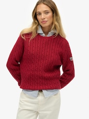 Superdry Red Slouchy Cable Knit Jumper - Image 1 of 6