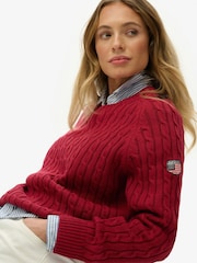 Superdry Red Slouchy Cable Knit Jumper - Image 3 of 6
