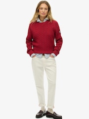 Superdry Red Slouchy Cable Knit Jumper - Image 4 of 6